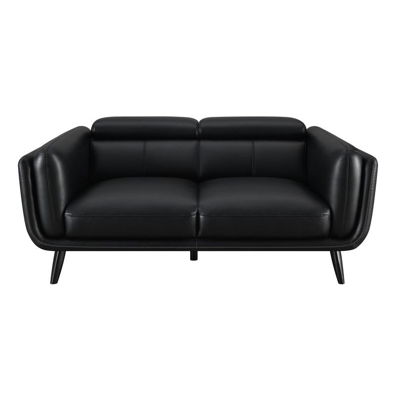 Large Picture of Coaster Furniture Shania 509922 Track Arms Loveseat with Tapered Legs - Black