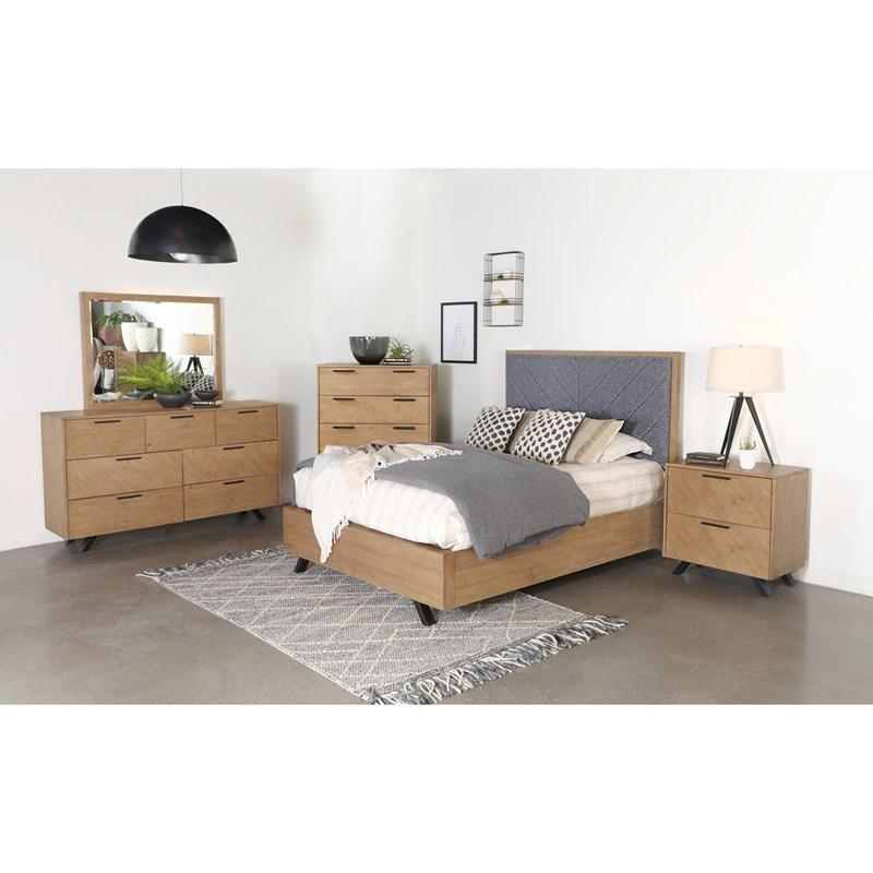 Large Picture of Coaster Furniture Taylor 223422 2-Drawer Rectangular Nightstand with Dual USB Ports - Light Honey Brown