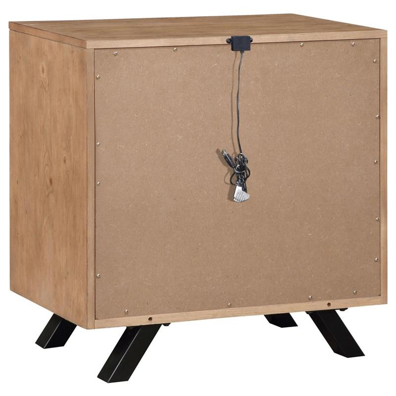 Large Picture of Coaster Furniture Taylor 223422 2-Drawer Rectangular Nightstand with Dual USB Ports - Light Honey Brown