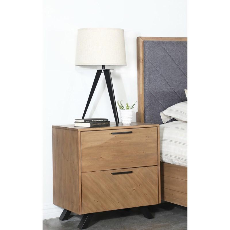 Large Picture of Coaster Furniture Taylor 223422 2-Drawer Rectangular Nightstand with Dual USB Ports - Light Honey Brown
