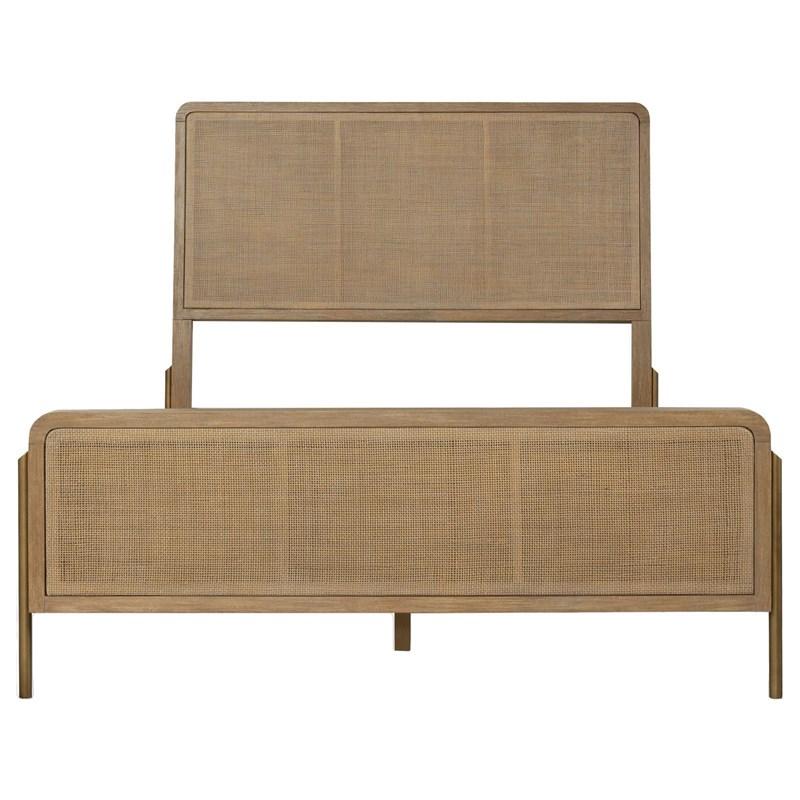 Large Picture of Coaster Furniture Arini 224300KE Rattan Eastern King Panel Bed - Sand Wash and Natural