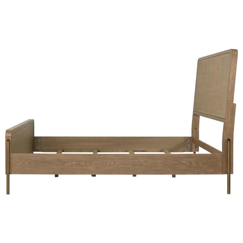 Large Picture of Coaster Furniture Arini 224300Q Rattan Queen Panel Bed - Sand Wash and Natural Cane