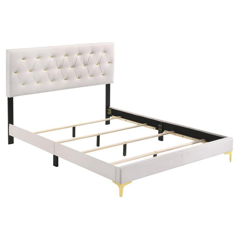 Large Picture of Coaster Furniture Kendall 224401KW Upholstered California King Panel Bed - White
