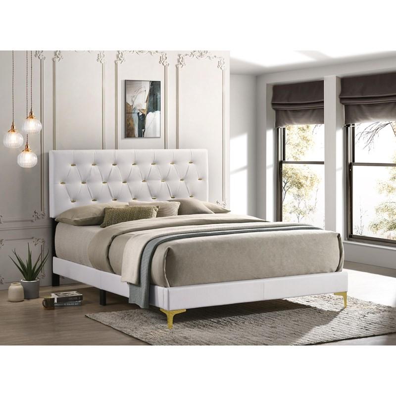 Large Picture of Coaster Furniture Kendall 224401KW Upholstered California King Panel Bed - White
