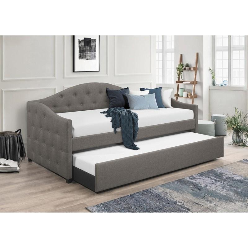 Large Picture of Coaster Furniture Sadie 300638 Upholstered Twin Daybed with Trundle - Grey