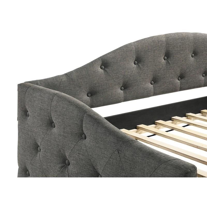 Large Picture of Coaster Furniture Sadie 300638 Upholstered Twin Daybed with Trundle - Grey