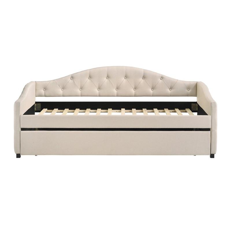 Large Picture of Coaster Furniture Sadie 300639 Upholstered Twin Daybed with Trundle - Taupe