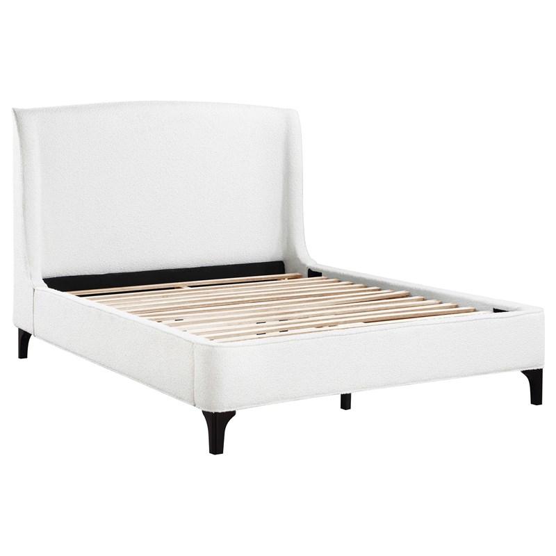 Coaster Furniture Mosby 306020Q Upholstered Queen Wingback Bed - Snow