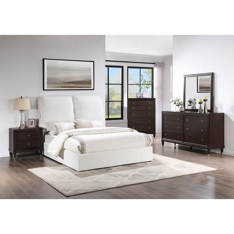 Large Picture of Coaster Furniture Gwendoline 306040Q Upholstered Queen Panel Bed - White
