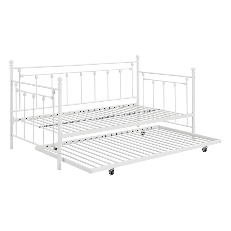Large Picture of Coaster Furniture Nocus 306055 Spindle Metal Twin Daybed with Trundle - White
