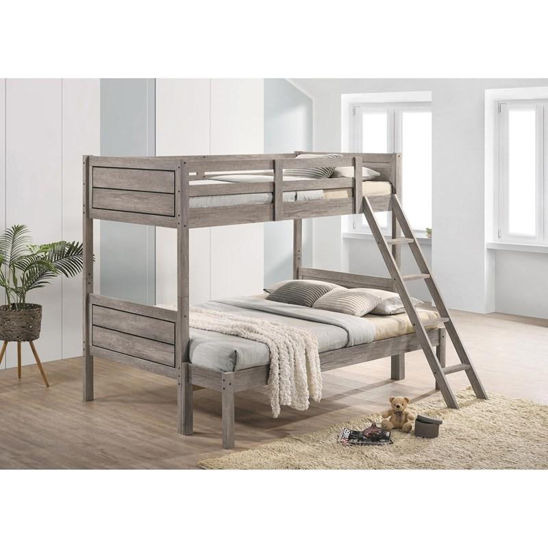 Large Picture of Coaster Furniture Ryder 400819 Wood Twin Over Full Bunk Bed - Weathered Taupe