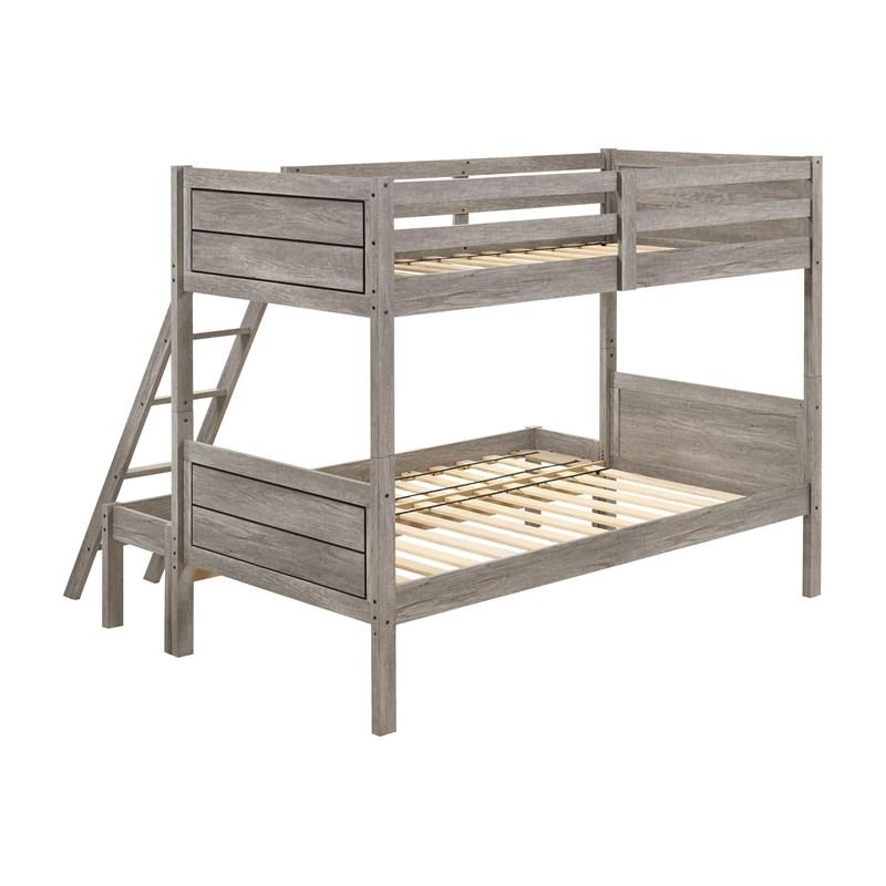 Large Picture of Coaster Furniture Ryder 400819 Wood Twin Over Full Bunk Bed - Weathered Taupe