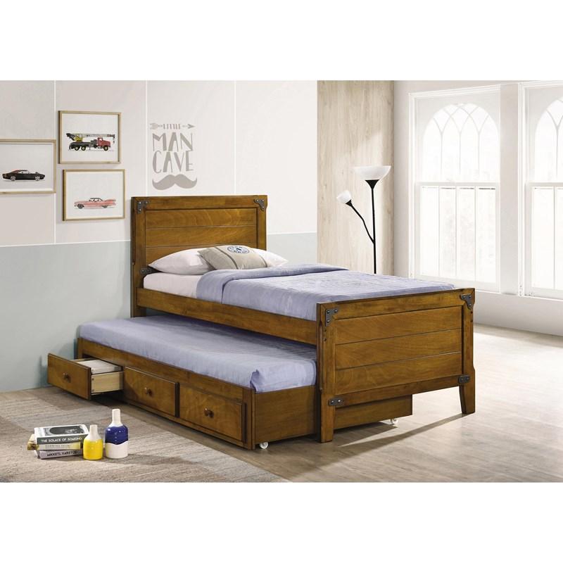 Large Picture of Coaster Furniture Granger 461371T Twin Captain’s Bed with Trundle - Rustic Honey