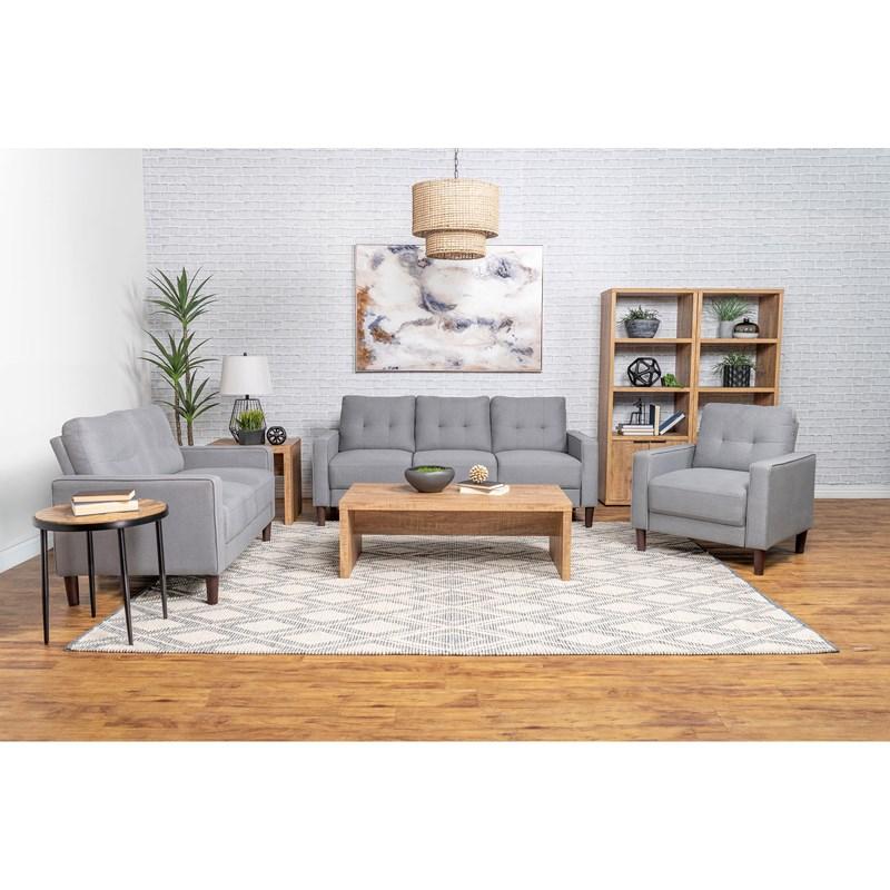 Large Picture of Coaster Furniture Bowen 506782 Upholstered Track Arm Tufted Loveseat - Grey