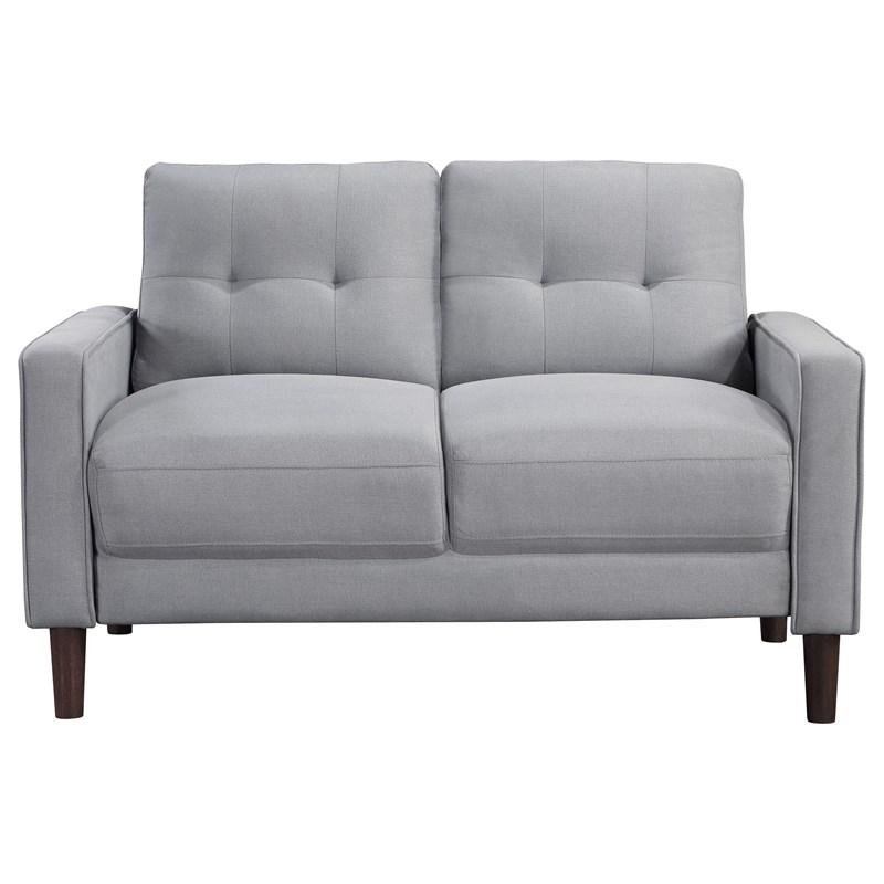 Large Picture of Coaster Furniture Bowen 506782 Upholstered Track Arm Tufted Loveseat - Grey