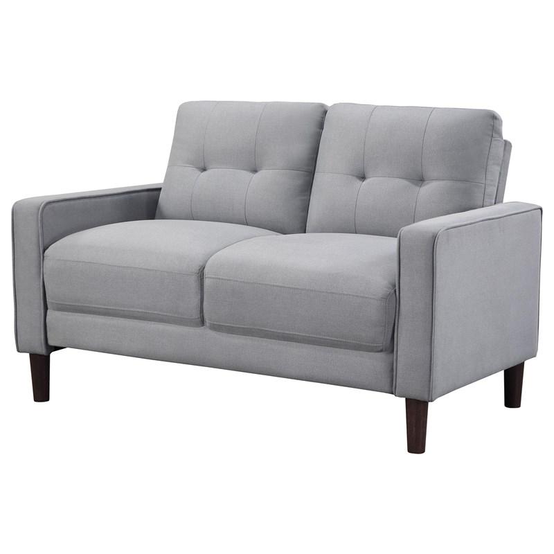 Large Picture of Coaster Furniture Bowen 506782 Upholstered Track Arm Tufted Loveseat - Grey