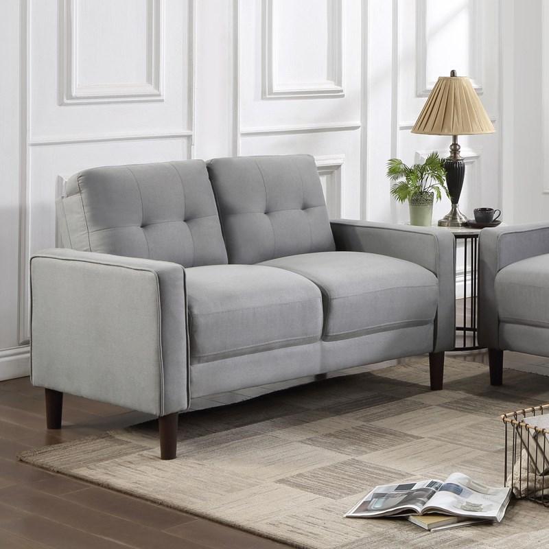 Large Picture of Coaster Furniture Bowen 506782 Upholstered Track Arm Tufted Loveseat - Grey