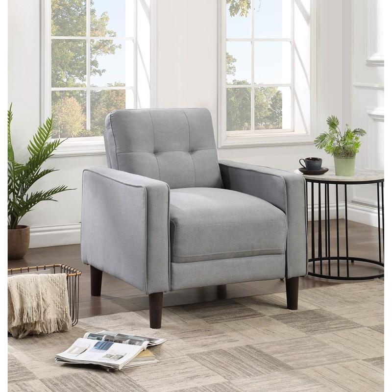 Large Picture of Coaster Furniture Bowen 506783 Upholstered Track Arm Tufted Accent Chair - Grey