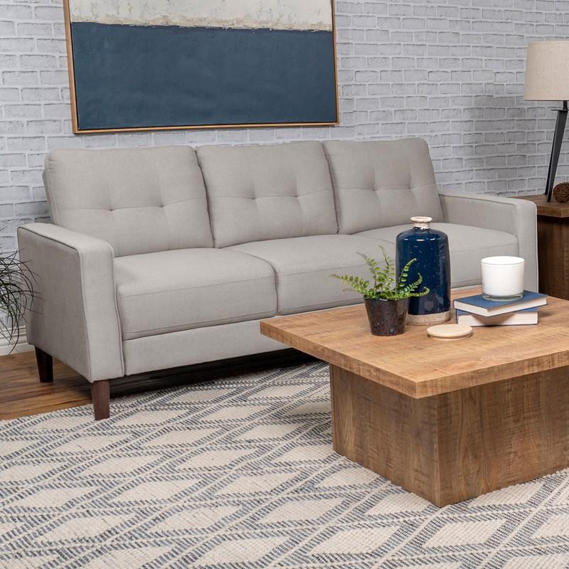 Large Picture of Coaster Furniture Bowen 506785 Upholstered Track Arm Tufted Sofa - Beige