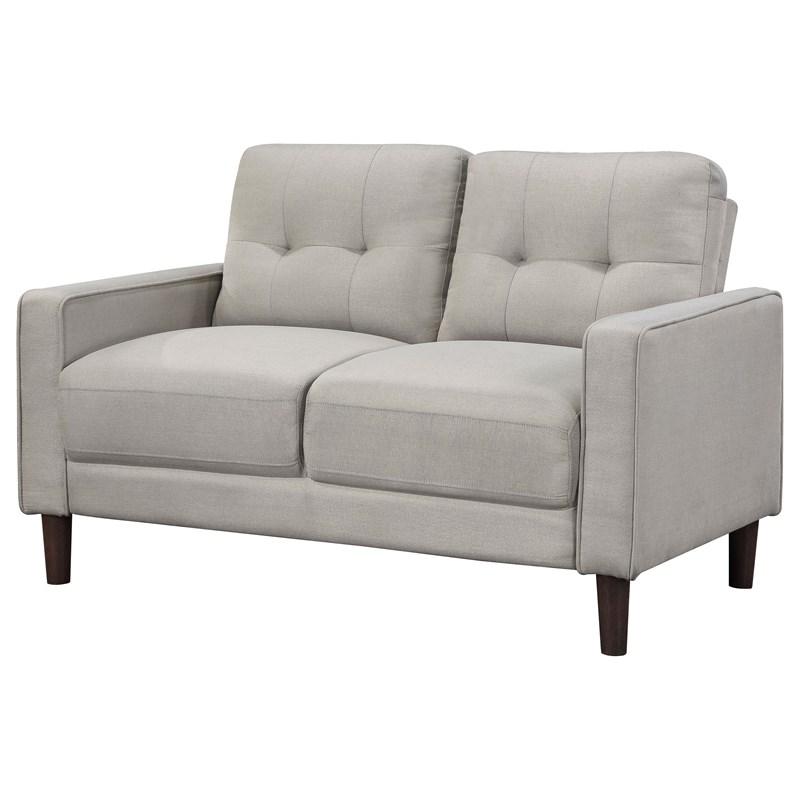 Large Picture of Coaster Furniture Bowen 506786 Upholstered Track Arm Tufted Loveseat - Beige