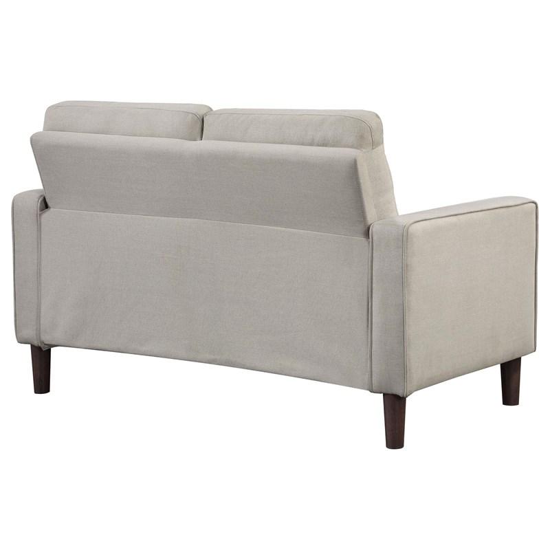 Large Picture of Coaster Furniture Bowen 506786 Upholstered Track Arm Tufted Loveseat - Beige