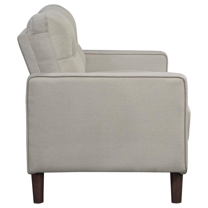Large Picture of Coaster Furniture Bowen 506786 Upholstered Track Arm Tufted Loveseat - Beige