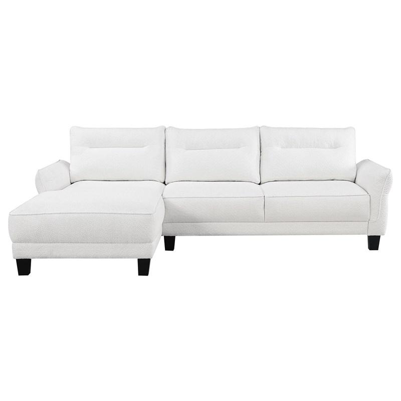 Large Picture of Coaster Furniture Caspian 509550 Upholstered Curved Arm Chaise Sectional Sofa - White
