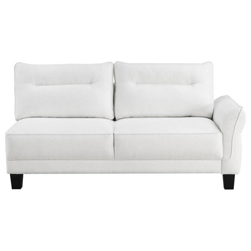 Large Picture of Coaster Furniture Caspian 509550 Upholstered Curved Arm Chaise Sectional Sofa - White