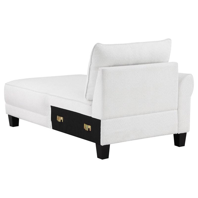 Large Picture of Coaster Furniture Caspian 509550 Upholstered Curved Arm Chaise Sectional Sofa - White