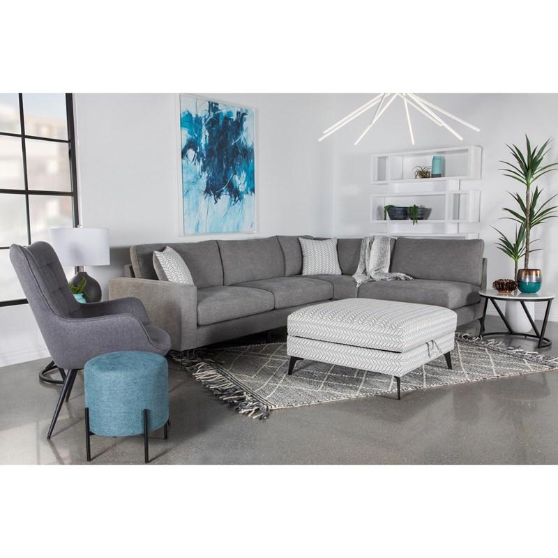 Large Picture of Coaster Furniture Clint 509807 Square Upholstered Tufted Storage - Ottoman Aloe