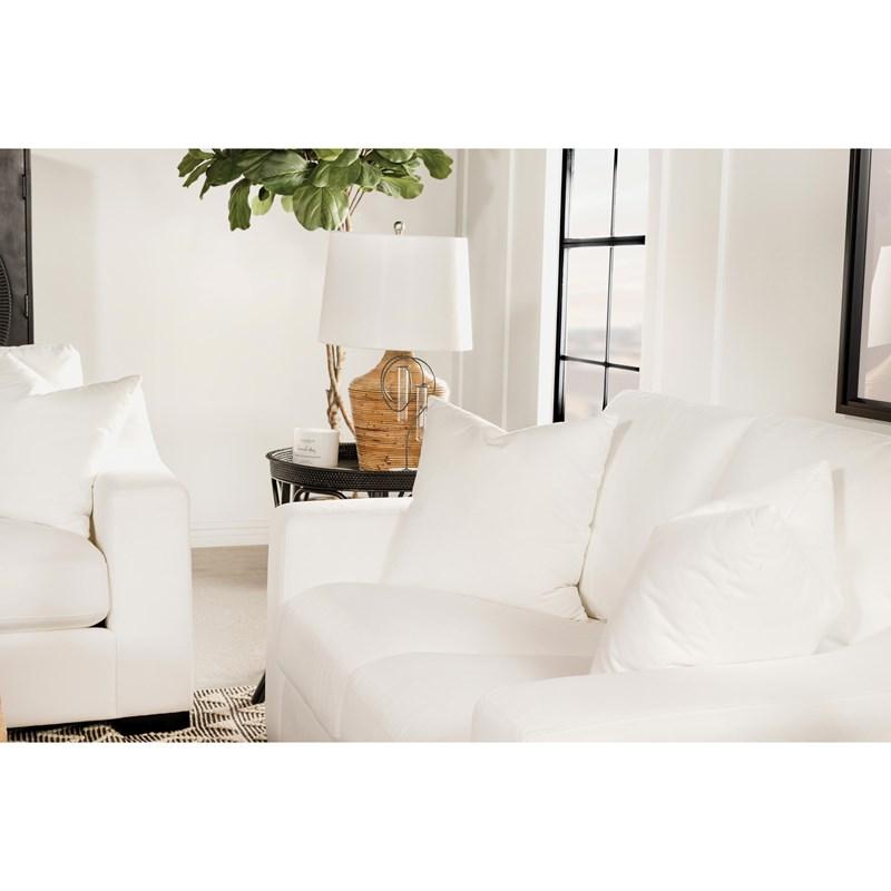 Large Picture of Coaster Furniture Ashlyn 509891 Upholstered Sloped Arm Sofa - White