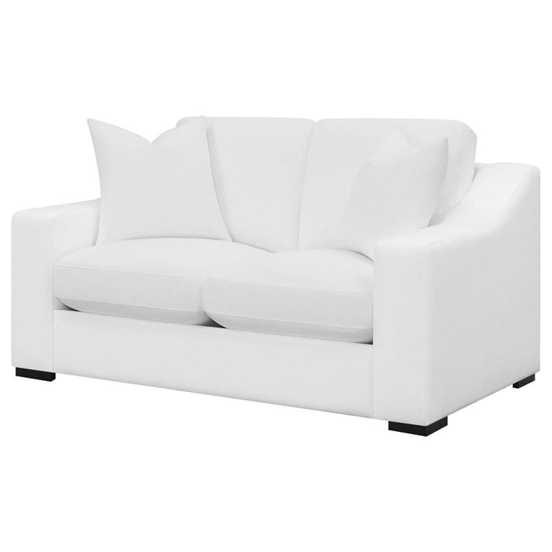 Large Picture of Coaster Furniture Ashlyn 509892 Upholstered Sloped Arm Loveseat - White