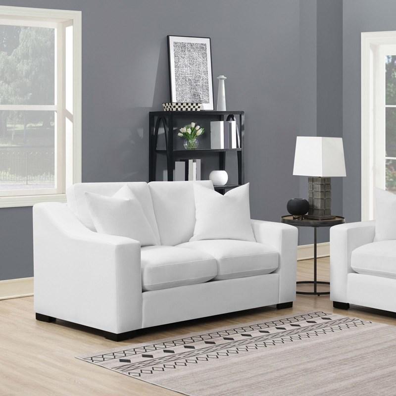 Large Picture of Coaster Furniture Ashlyn 509892 Upholstered Sloped Arm Loveseat - White
