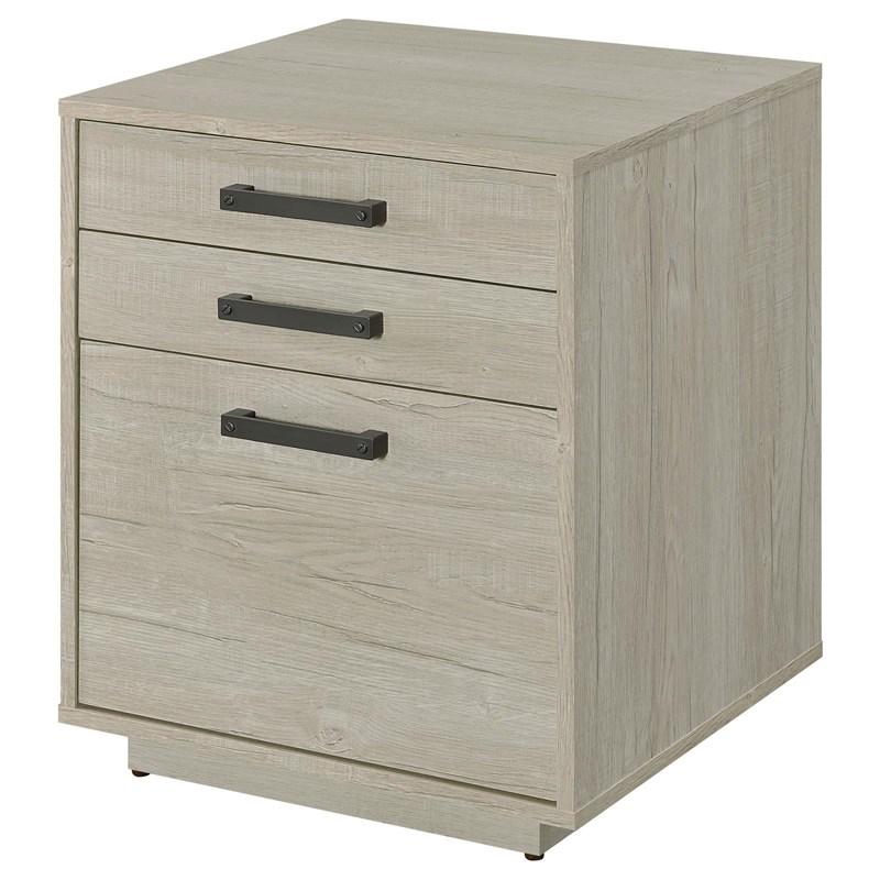 Large Picture of Coaster Furniture Loomis 805882 3-Drawer Home Office File Cabinet - Whitewashed Grey