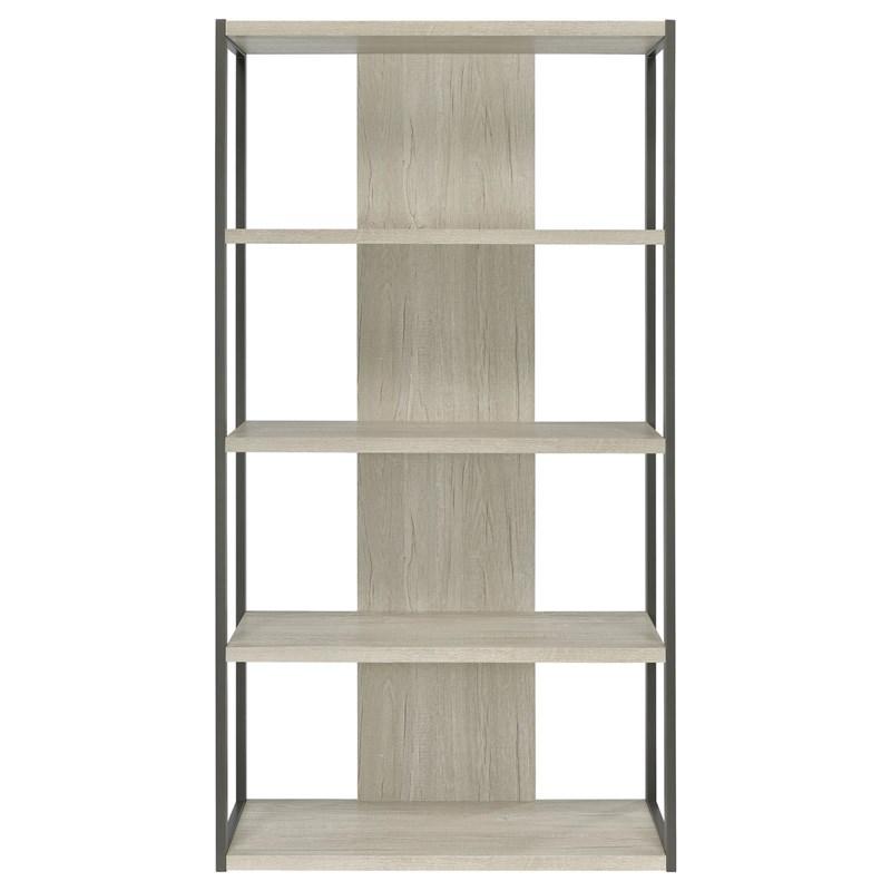 Large Picture of Coaster Furniture Loomis 805883 72-inch 4-shelf Bookshelf - Whitewashed Grey