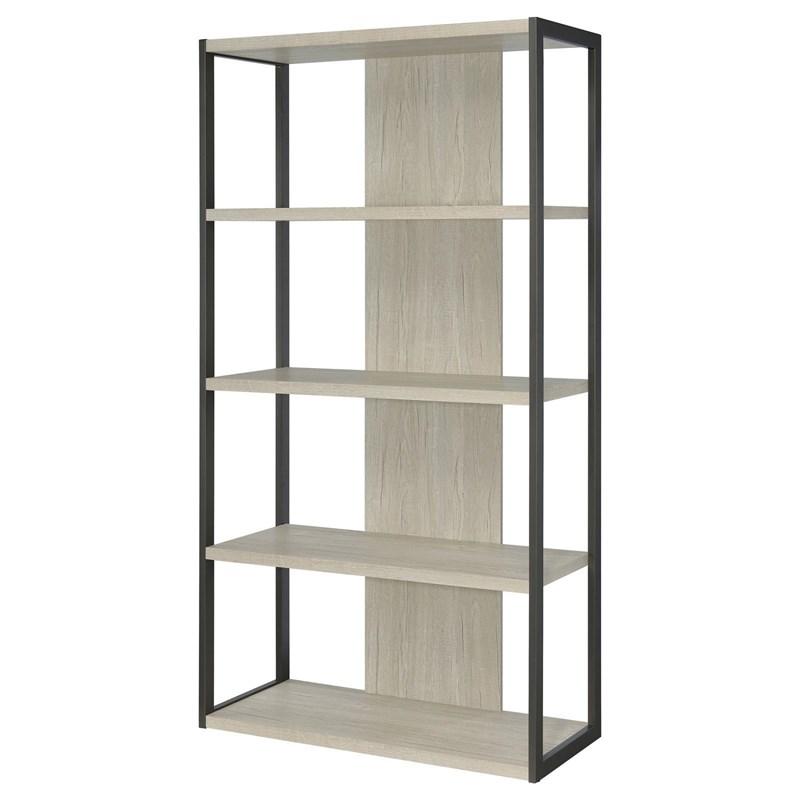 Large Picture of Coaster Furniture Loomis 805883 72-inch 4-shelf Bookshelf - Whitewashed Grey