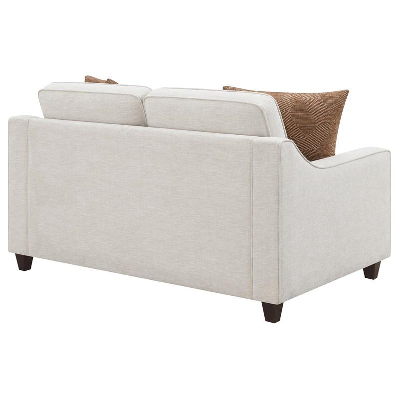 Large Picture of Coaster Furniture Christine 552062 Upholstered Sloped Arm Loveseat - Beige