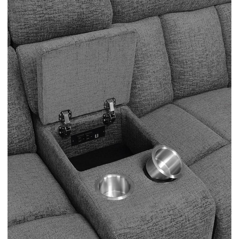 Large Picture of Coaster Furniture Bahrain 609542 Upholstered Motion Loveseat - Charcoal