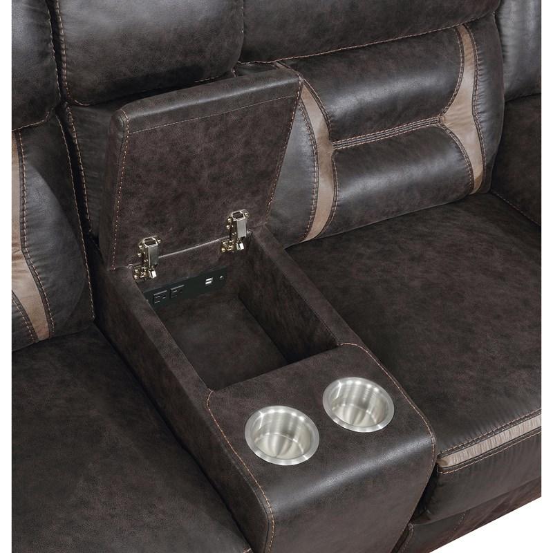 Large Picture of Coaster Furniture Greer 651355 Upholstered Motion Reclining Loveseat - Brown