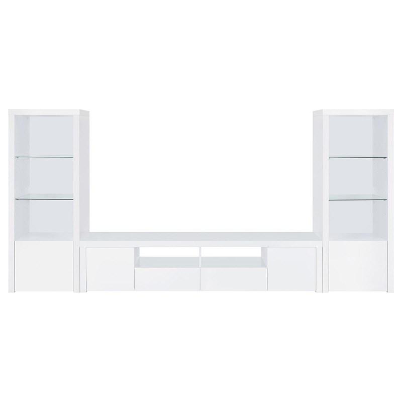 Large Picture of Coaster Furniture Jude 704254 3-shelf Engineered Wood Media Tower - High Gloss White