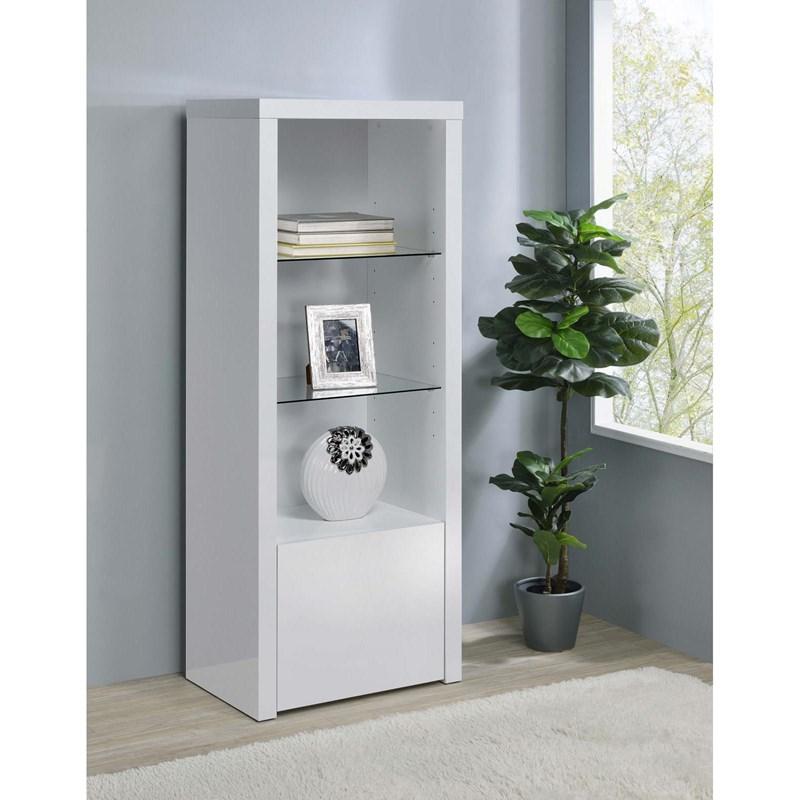 Large Picture of Coaster Furniture Jude 704254 3-shelf Engineered Wood Media Tower - High Gloss White