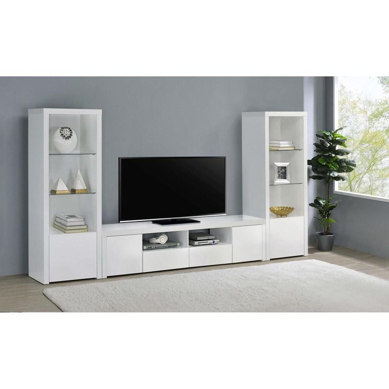 Large Picture of Coaster Furniture Jude 704254 3-shelf Engineered Wood Media Tower - High Gloss White