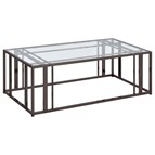 Coaster Furniture Adri 708358 Rectangular Glass Top Coffee Table - Black Nickel