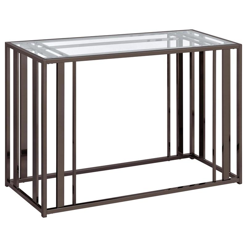 Large Picture of Coaster Furniture Adri 708359 Glass Top Entryway Sofa Console Table - Black Nickel