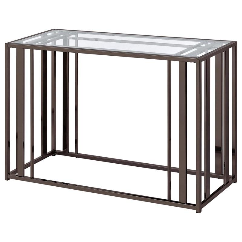 Large Picture of Coaster Furniture Adri 708359 Glass Top Entryway Sofa Console Table - Black Nickel