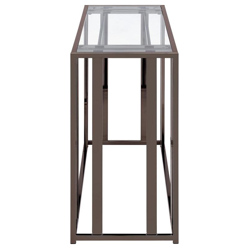 Large Picture of Coaster Furniture Adri 708359 Glass Top Entryway Sofa Console Table - Black Nickel