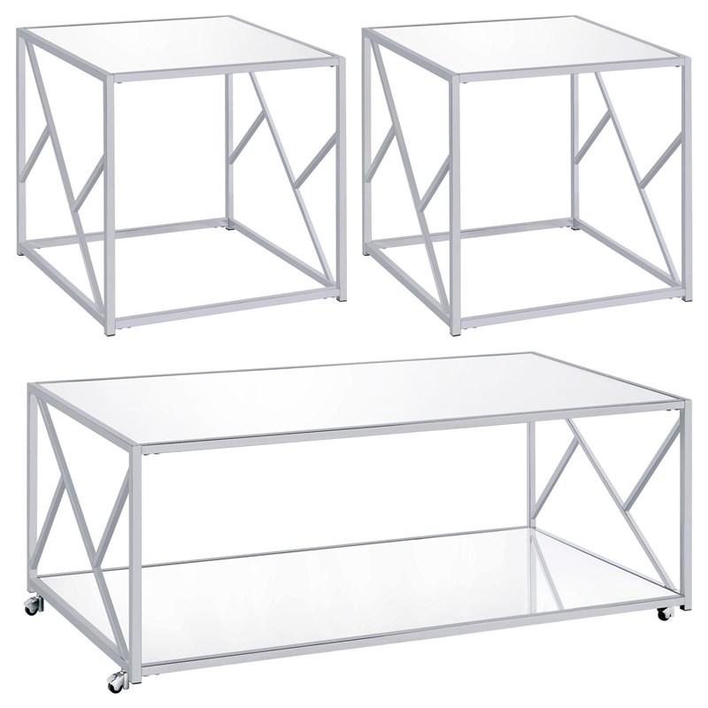 Large Picture of Coaster Furniture Provins 720794 3-piece Coffee and End Table Set - Mirror and Chrome