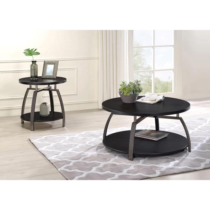 Large Picture of Coaster Furniture Dacre 722207 Round Engineered Wood Top Side End Table - Dark Charcoal