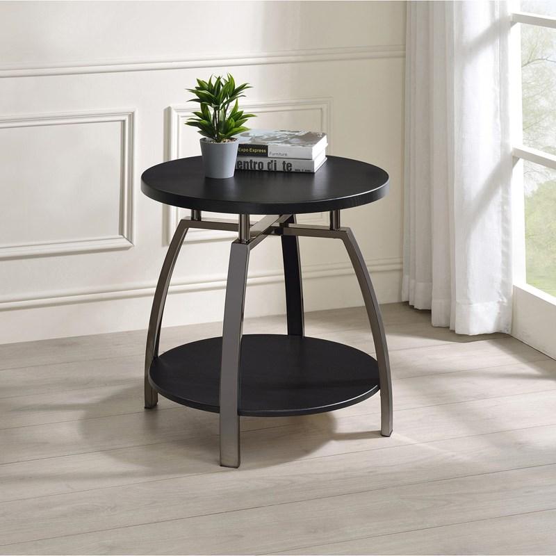 Large Picture of Coaster Furniture Dacre 722207 Round Engineered Wood Top Side End Table - Dark Charcoal