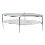 Coaster Furniture Cadee 723278 Oval Glass Top Coffee Table - White and Chrome
